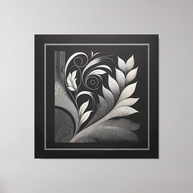 Filigree Leaf Frame Leinwanddruck (Vorderseite)