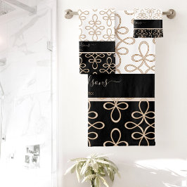 Filigree Muster Monogram Stilvolles Elegant Badhandtuch Set