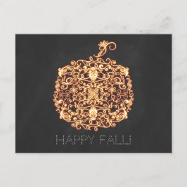 Filigree Orange Glows Pumpkin Herbstfall Postkarte