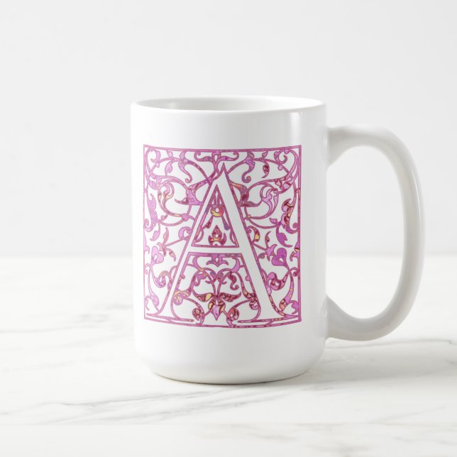 Filigree Pink A Monogram Tasse (Rechts)