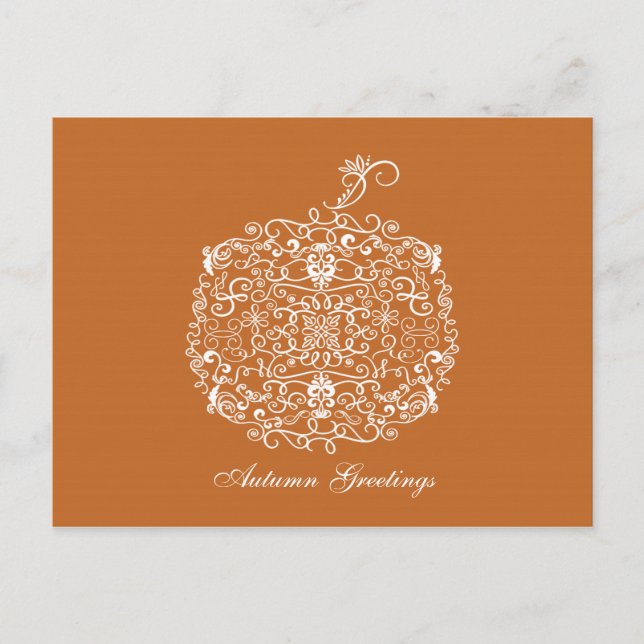 Filigree Pumpkin Eleganter Herbstfall Postkarte (Vorderseite)