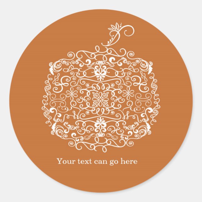 Filigree Pumpkin Eleganter Herbstfallsticker Runder Aufkleber (Vorderseite)
