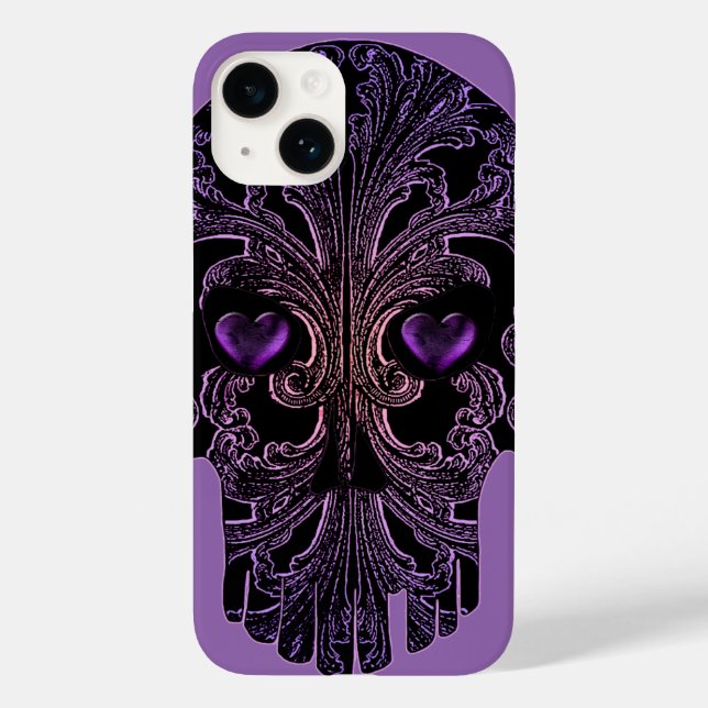 Filigree Skull in Schatten von Lila Case-Mate iPhone Hülle (Rückseite)