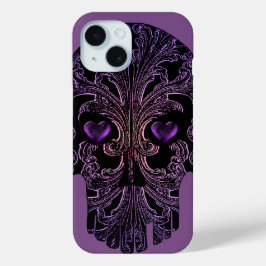 Filigree Skull in Schatten von Lila iPhone 15 Hülle