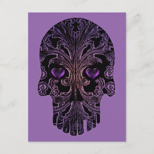 Filigree Skull in Schatten von Lila Postkarte