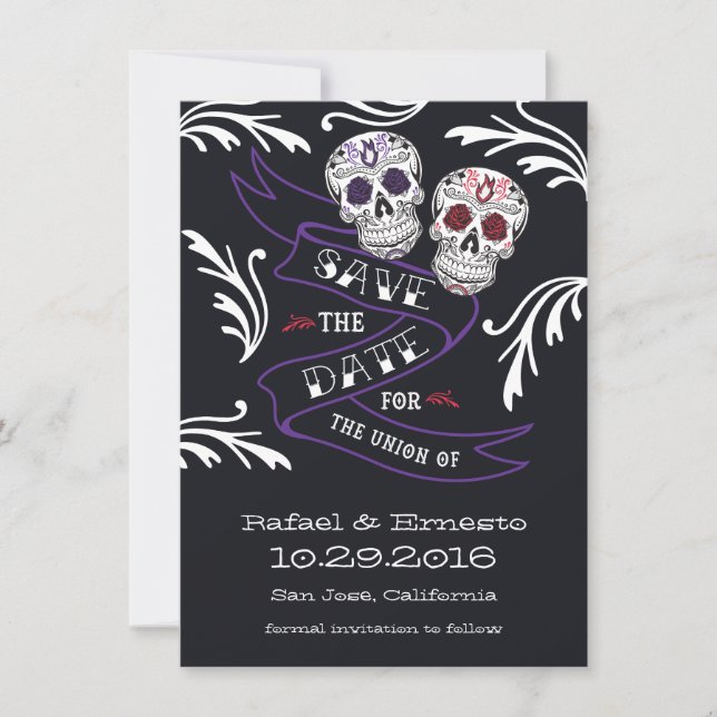 Filigree Sugar Skull-Banner Save the Date 4.5x6.25 (Vorderseite)