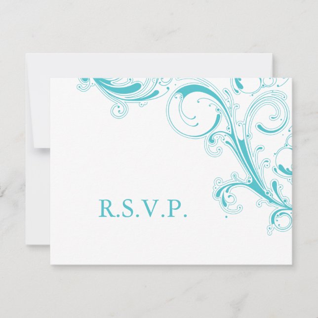 Filigree Swirl Blue Curacao UAWG RSVP Karte (Vorderseite)
