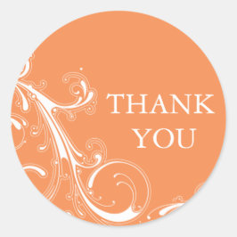Filigree Swirl Orange Vielen Dank Runder Aufkleber