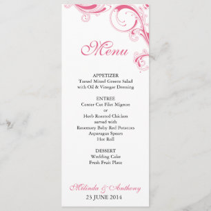 Filigree Swirl Pink Menü Menükarte