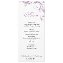 Filigree Swirl Violet Menu