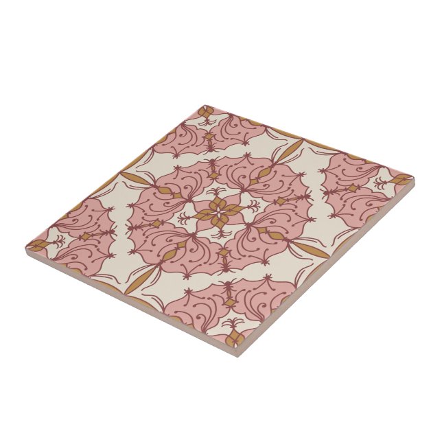 Filigree Wreath Keramik Tile - Rosa Fliese (Seite)