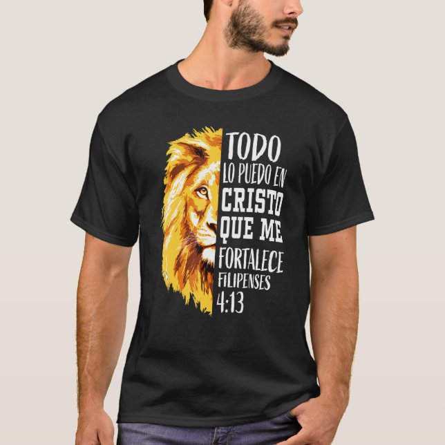 Filipenses 4 13 Männer Christlich Verse Lion Judah T-Shirt (Vorderseite)