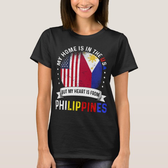 Filipina American Flag Filipino Roots USA Bürger T-Shirt (Vorderseite)