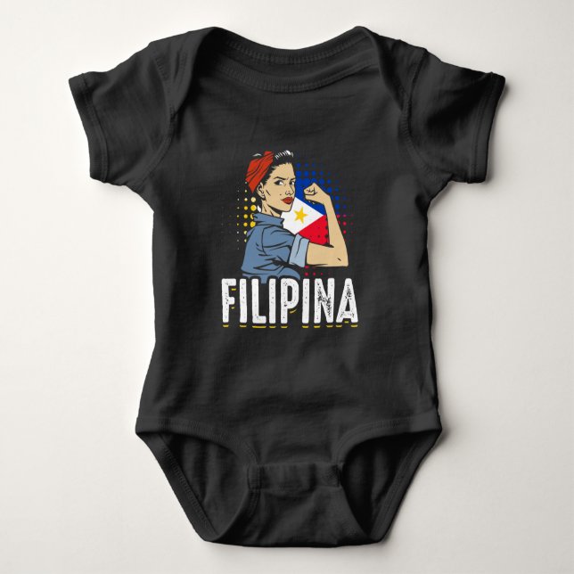 Filipina Foman Girl Philippines Flag Baby Strampler (Vorderseite)
