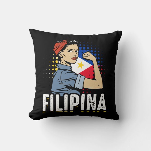 Filipina Foman Girl Philippines Flag Kissen (Vorderseite)