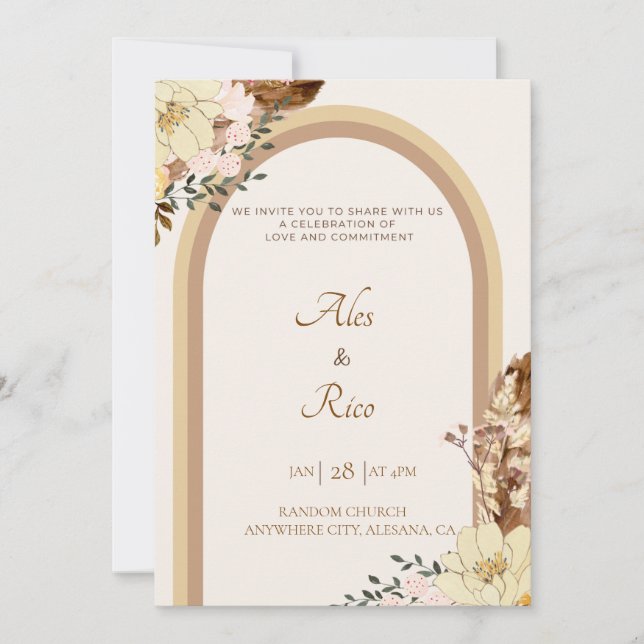 Filipiniana Filipino Hochzeitseinladung Boho Einladung (Vorderseite)