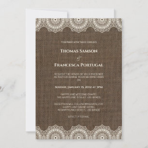 Filipiniana Lace auf Burlap Wedding Einladung