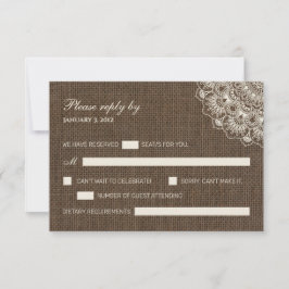 Filipiniana Lace auf Burlap Wedding RSVP Card Karte