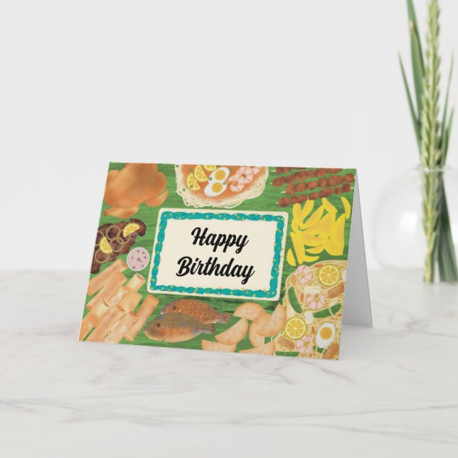 Filipino Birthday Party Food Lumpia Panitte Dankeskarte (Vorderseite)