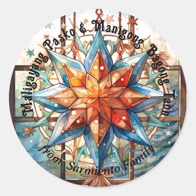Filipino Christmas Lantern: Parol Paskong Pinoy Runder Aufkleber (Vorderseite)