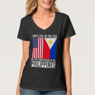 Filipino Filipina Heritage USA Flag Phili T-Shirt