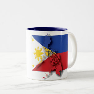 FILIPINO FLAG MAP Philippinen-Schrift Zweifarbige Tasse