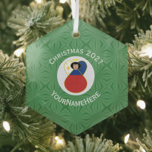 Filipino-Flagge Weihnachtsengel Name Jahr Sechseck Ornament Aus Glas