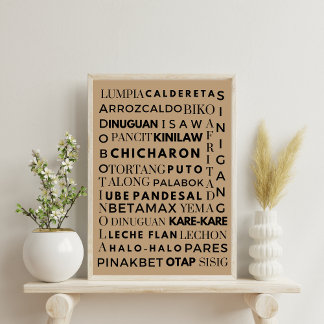 Filipino Food Black & Brown Typografy Poster