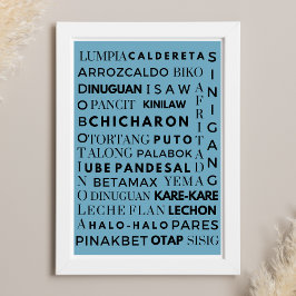 Filipino Food Blue & Black Typografy Poster