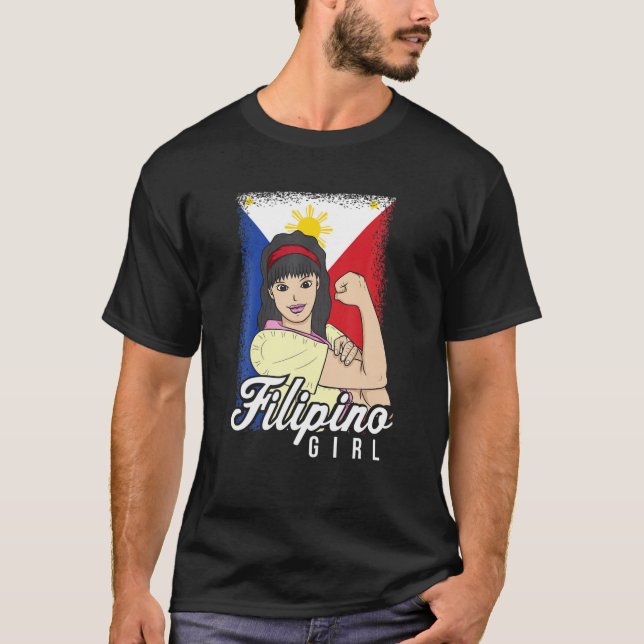 Filipino Girl Proud Pinoy Pilipina Patriotic Stron T-Shirt (Vorderseite)