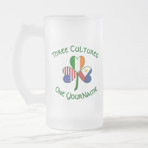 Filipino Irisch USA Kleeblatt-Flagge Personalisier Mattglas Bierglas