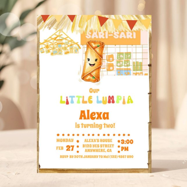 Filipino Little Lumpia Thema Geburtstag Einladung (Filipino Birthday Invitation, Little Lumpia, Lumpia Theme Birthday, Lumpia Birthday Invite)
