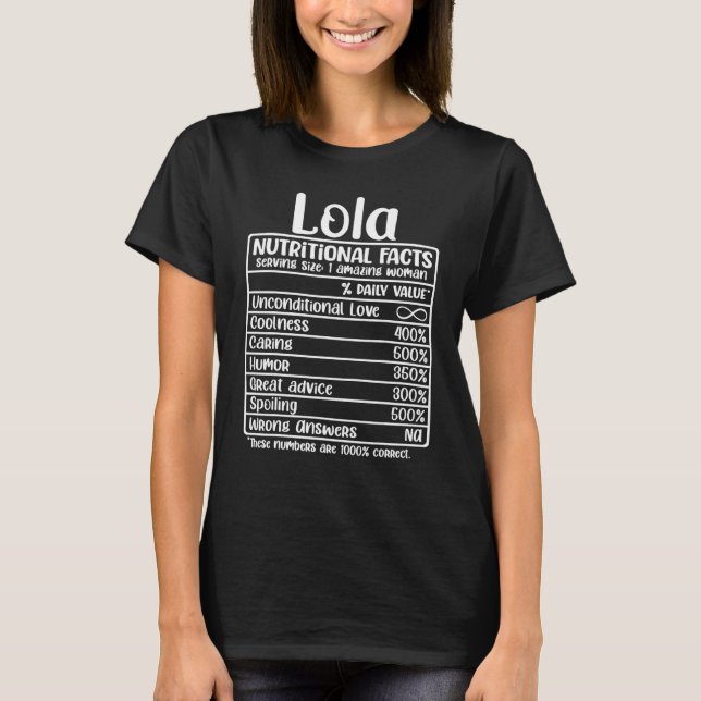 Filipino Lola Grandmother  Nutrition Label Best Lo T-Shirt (Vorderseite)
