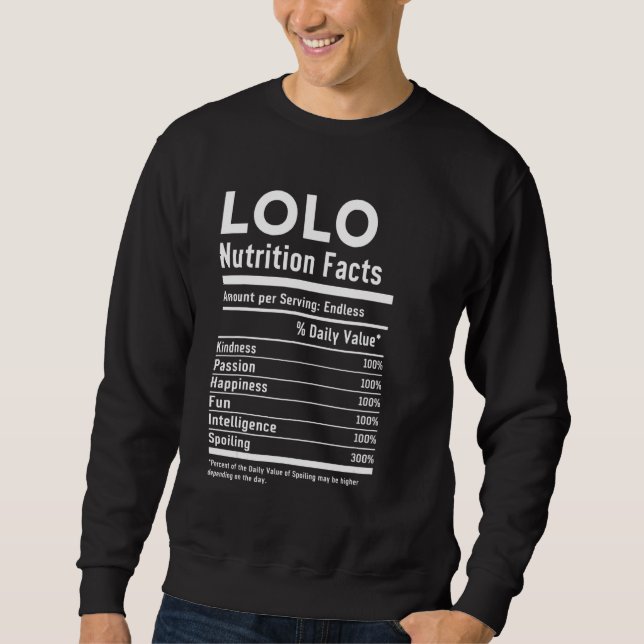 Filipino Lolo Grandfather Nutrition Label Best Lol Sweatshirt (Vorderseite)