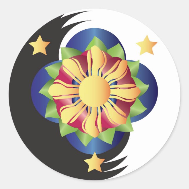 Filipino Lotus Blume Mandala Runder Aufkleber (Vorderseite)