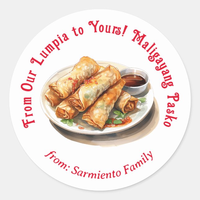Filipino Lumpia Weihnachtslabel Runder Aufkleber (Vorderseite)