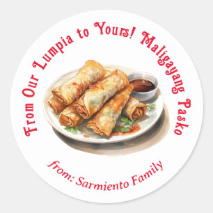 Filipino Lumpia Weihnachtslabel Runder Aufkleber