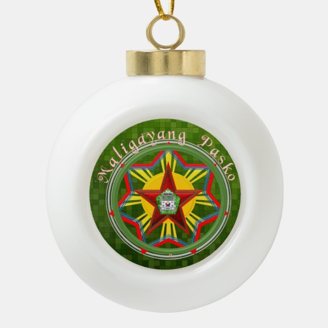 Filipino Parol, Jeepney, philippinische Flagge Keramik Kugel-Ornament (Vorderseite)