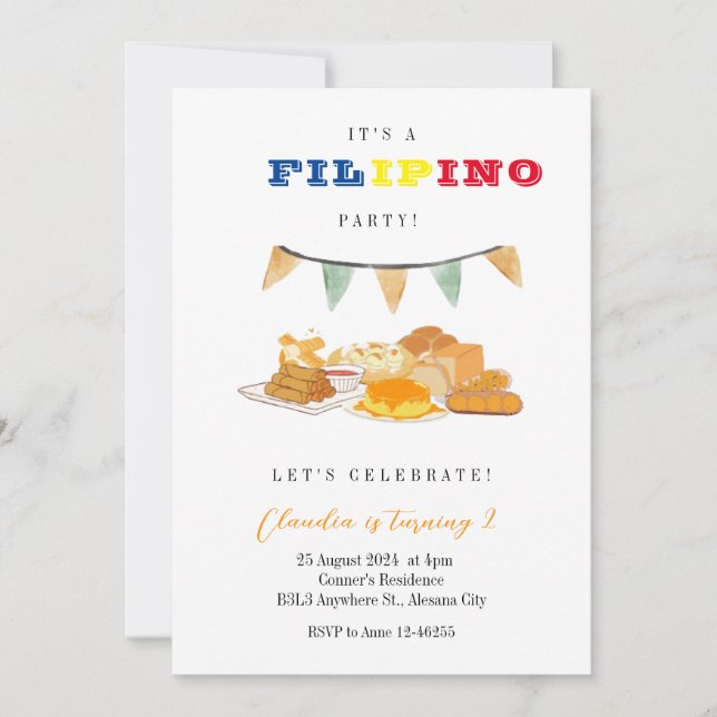 Filipino Party Einladung Filipino (Vorderseite)