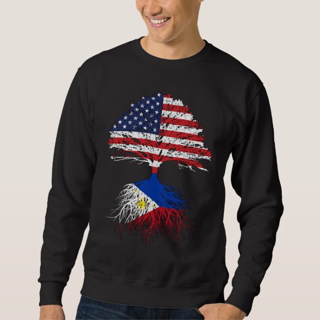 Filipino Roots American Grown Philippines Flag Gif Sweatshirt (Vorderseite)
