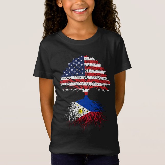 Filipino Roots American Grown Philippines Flag Gif T-Shirt (Vorderseite)
