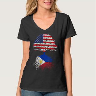 Filipino Roots American Grown Philippines Usa Tree T-Shirt