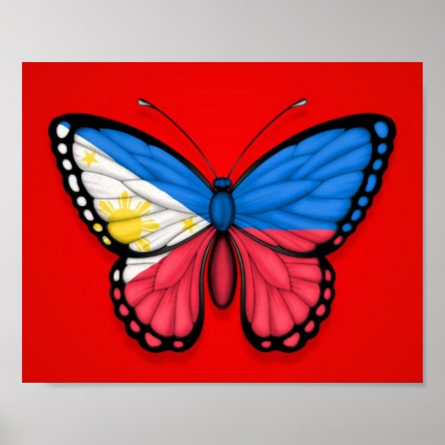 Filipino-Schmetterlingsflagge in Rot Poster (Vorne)