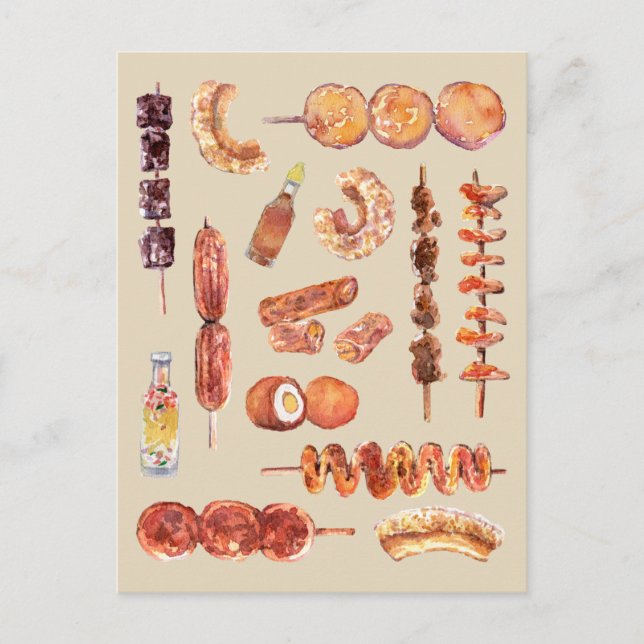Filipino Street Food in Watercolor Pinoy Postkarte (Vorderseite)