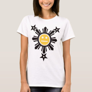 Filipino Sun and Stars Face - Schwarz und Gelb T-Shirt