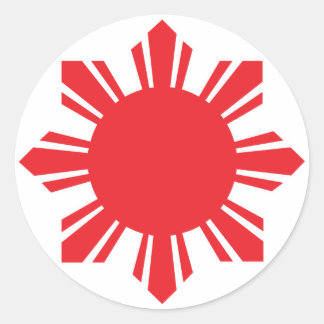 Filipino Sun - Rot Runder Aufkleber