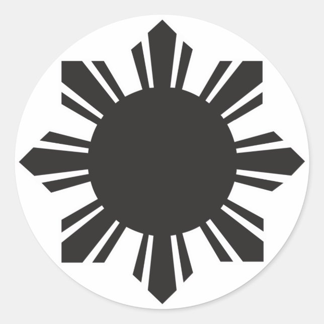 Filipino Sun - Schwarz Runder Aufkleber (Vorderseite)