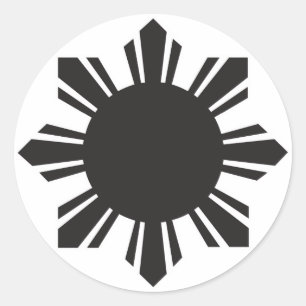 Filipino Sun - Schwarz Runder Aufkleber