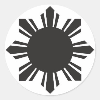 Filipino Sun - Schwarz Runder Aufkleber