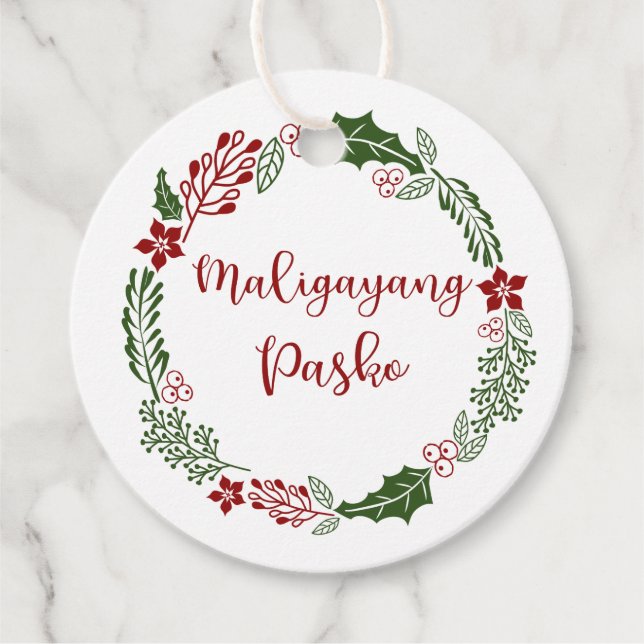 Filipino Tagalog Frohe Weihnachten, Custom Geschenkanhänger (Vorderseite)